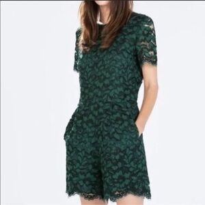 Zara Woman Dark Green Lace Romper